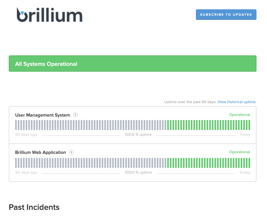 Brillium System Status Page
